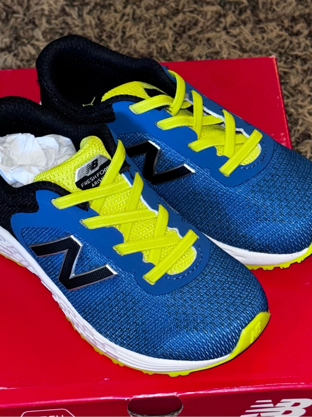 Bungee Toddler new balance fresh foam arishi shoes size 8 blue/yellow IAARICB2